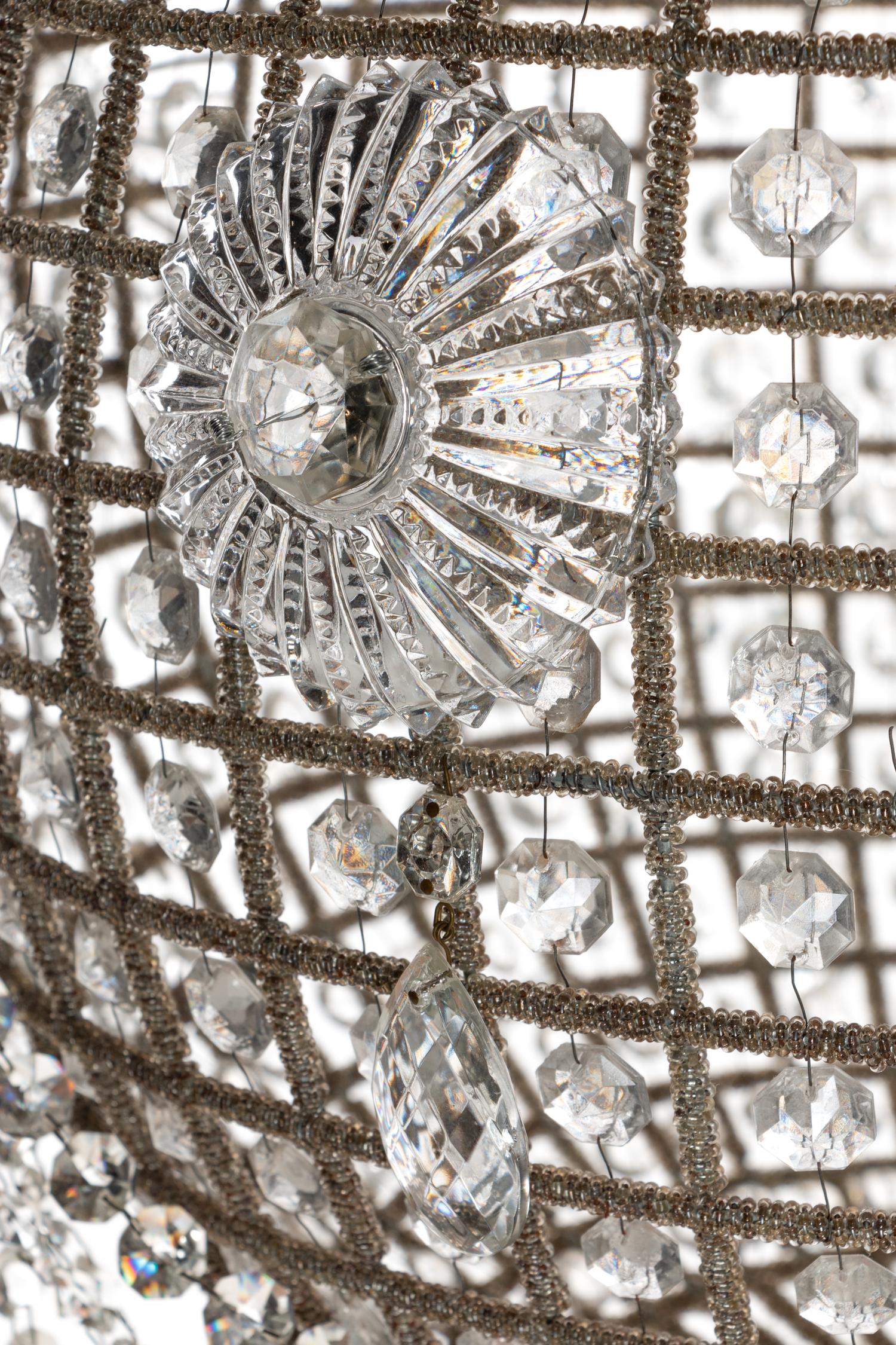 A Beaded and Cut Glass Montgolfier Chandelier