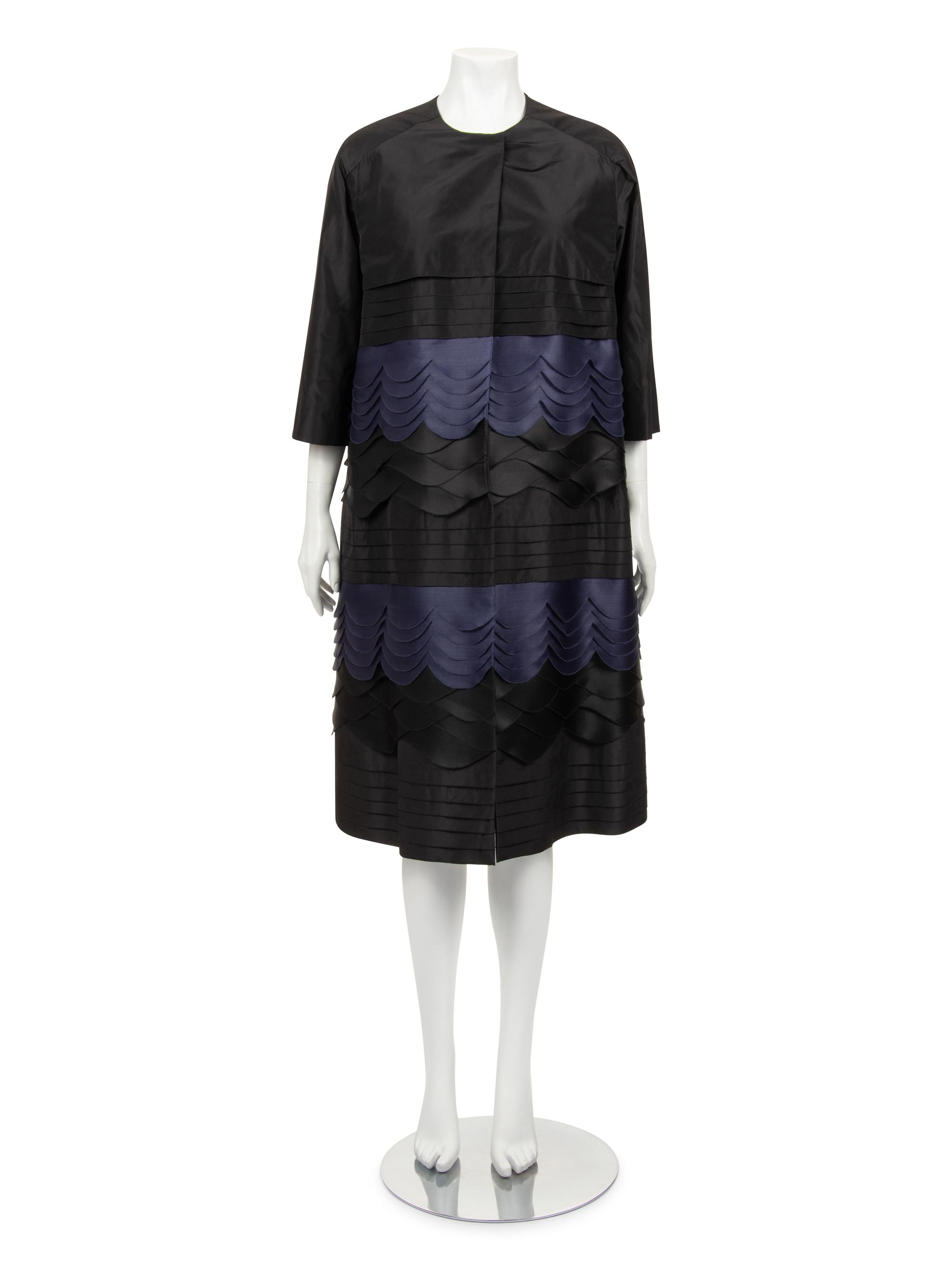 Christian Dior Haute Couture Two-Piece Ensemble: Cap Sleeve Shift Dress and Scalloped Banded Taffeta Coat, Spring/Summer 2012