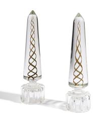 A Pair of Italian Glass Obelisks