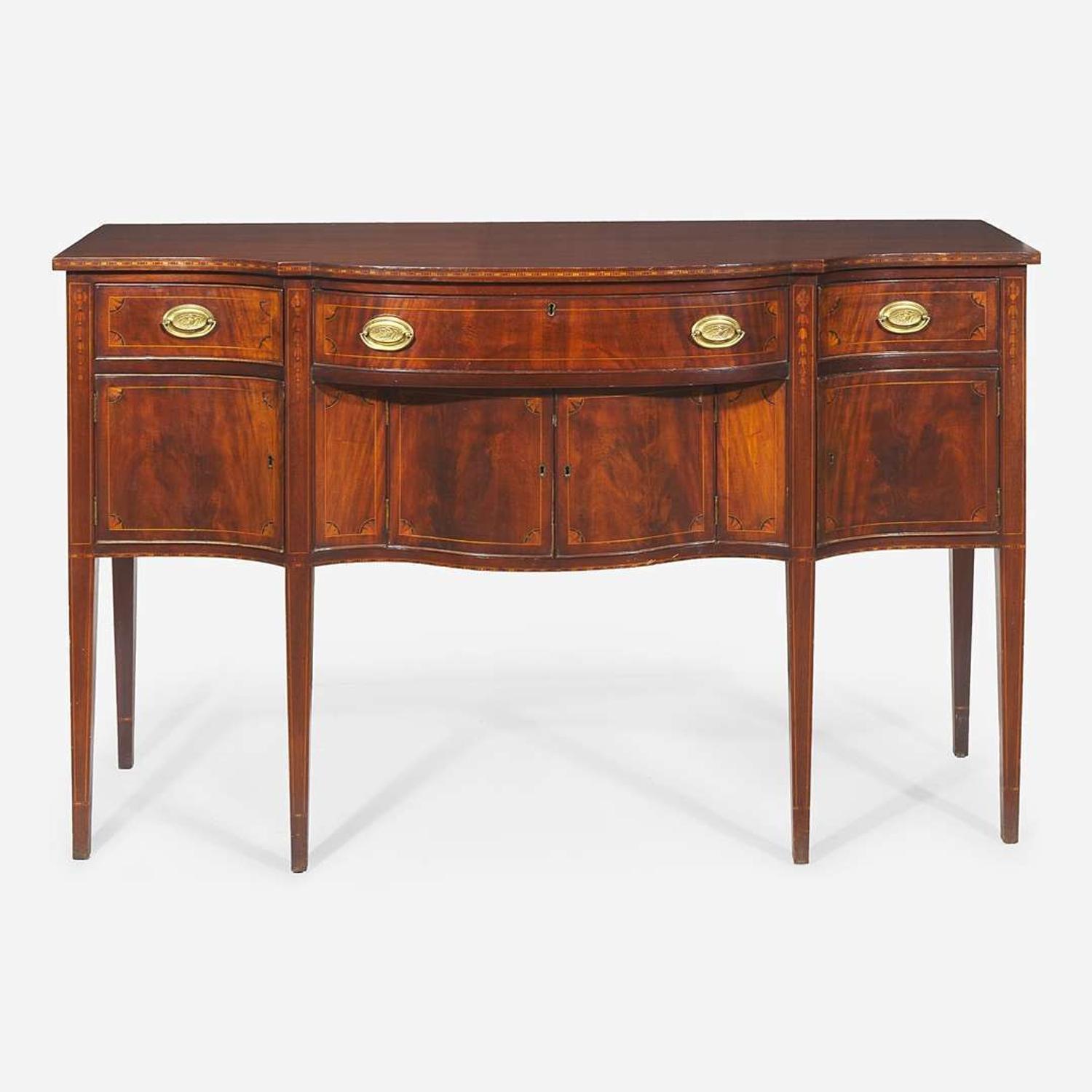 A Federal style inlaid mahogany sideboard