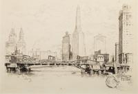 [CHICAGO ARCHITECTURE]. A group of 10 drypoint etchings by Otto J. Schnieder, Karl Warren, S. Chester Danforth and others, including: