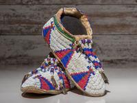 Arapaho Beaded Buffalo Hide Moccasins