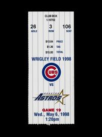 A 1998 Chicago Cubs vs. Houston Astros Kerry Wood 20 Strikeout Game Ticket Stub