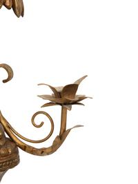 A Pair of Giltwood and Gilt Metal Two Light Wall Sconces