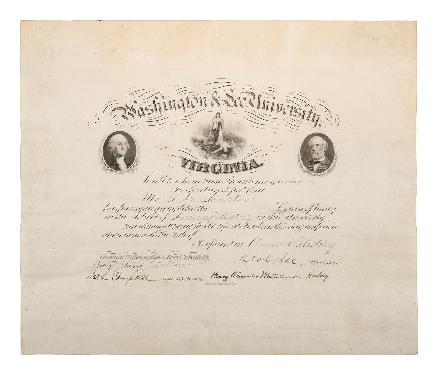 [CIVIL WAR]. LEE, George Washington Custis (1832-1913). Washington & Lee University DS.