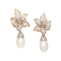 CULTURED PEARL AND DIAMOND CONVERTIBLE CLIP EARRINGS