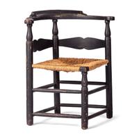 A Federal Parcel-Gilt and Black Painted Rush-Seat Roundabout Armchair