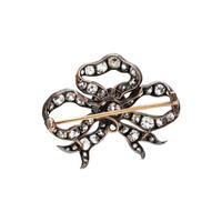 ANTIQUE, DIAMOND BOW BROOCH