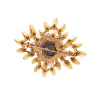 JOHN DONALD, MODERNIST, YELLOW GOLD, ROSE QUARTZ AND RUBY BROOCH