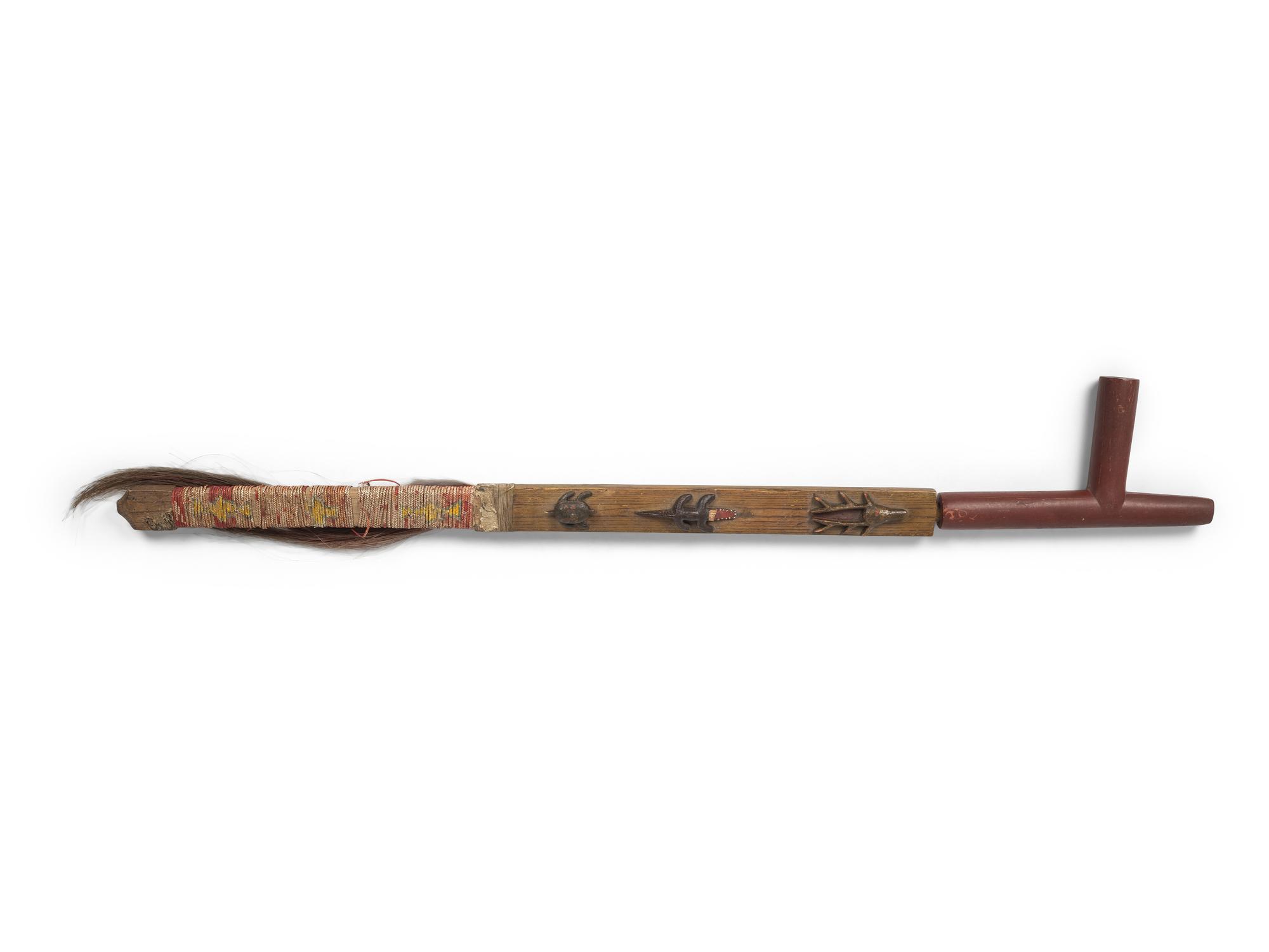 Standing Rock Sioux Carved Pipe Stem, with Catlinite Bowl