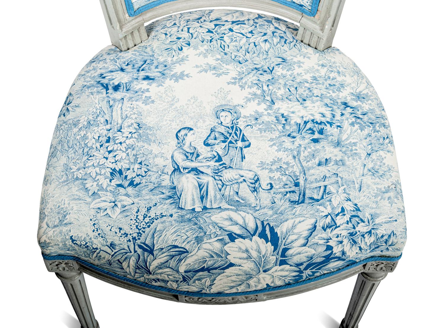 A Pair of Louis XVI Grey-Painted Chaises
