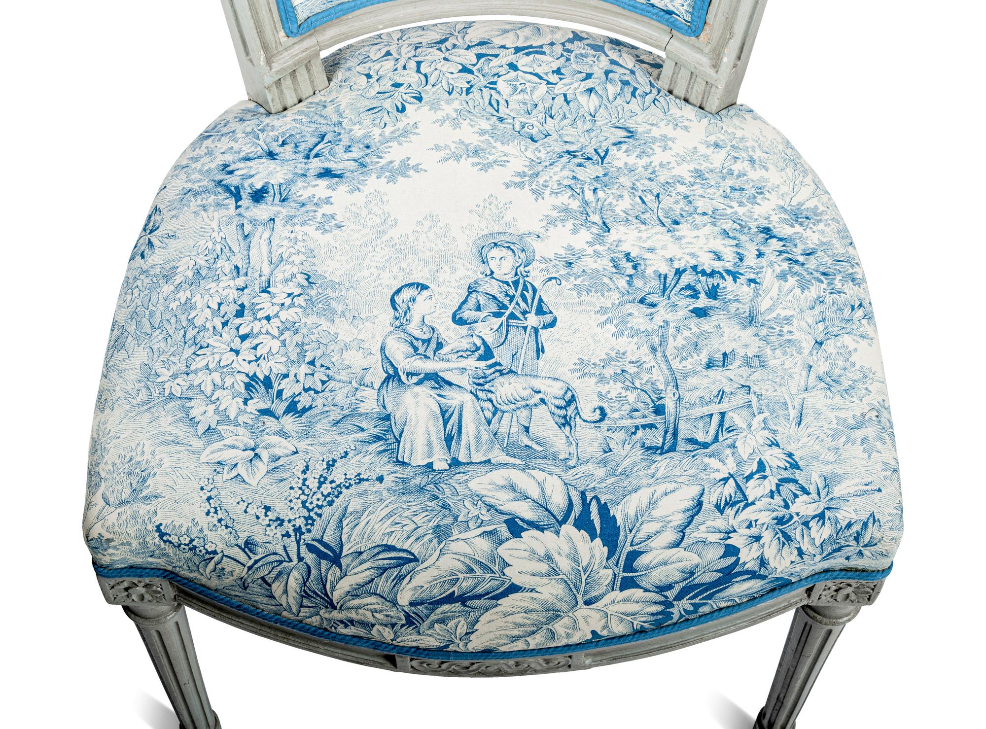 A Pair of Louis XVI Grey-Painted Chaises