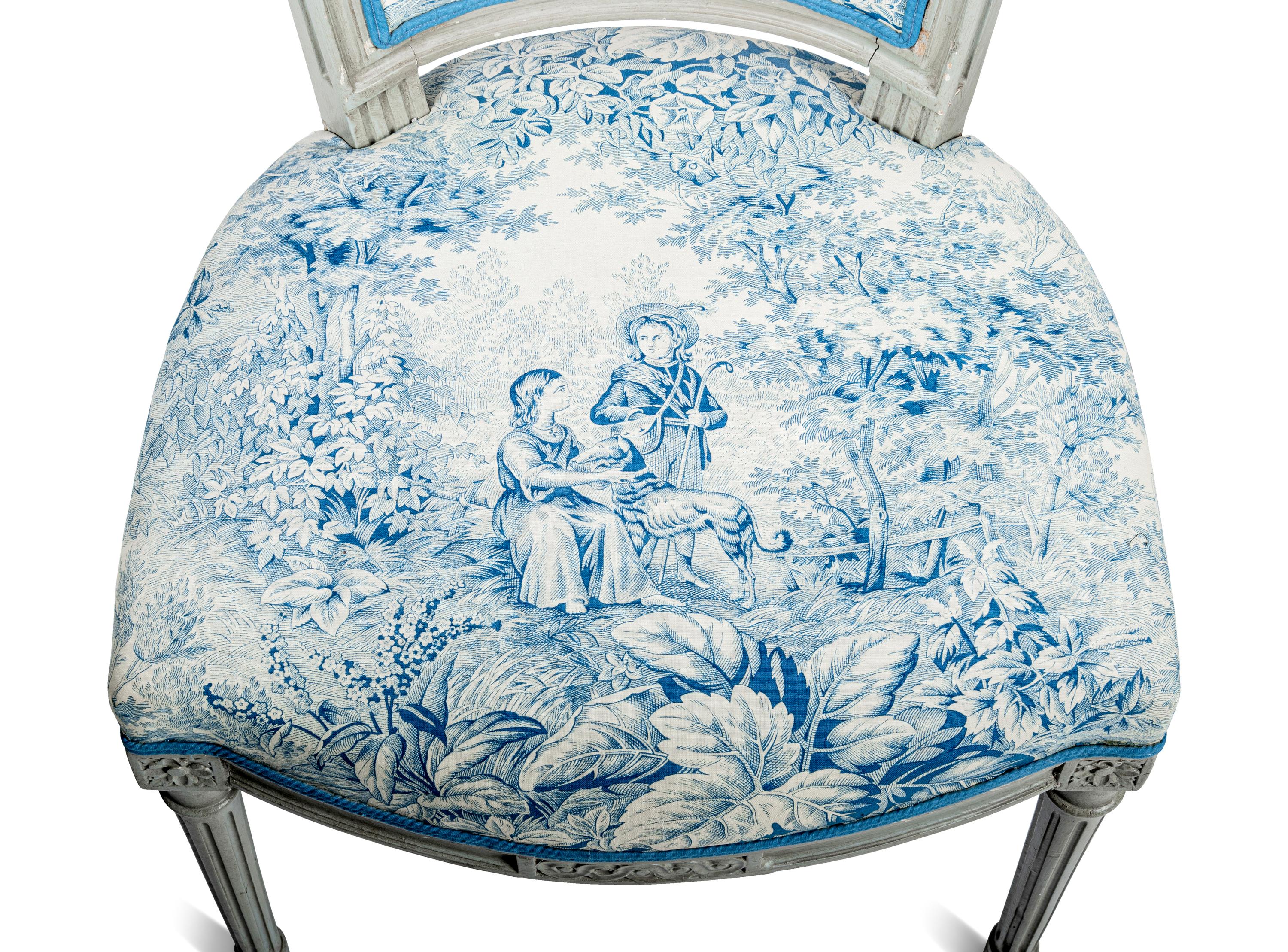 A Pair of Louis XVI Grey-Painted Chaises