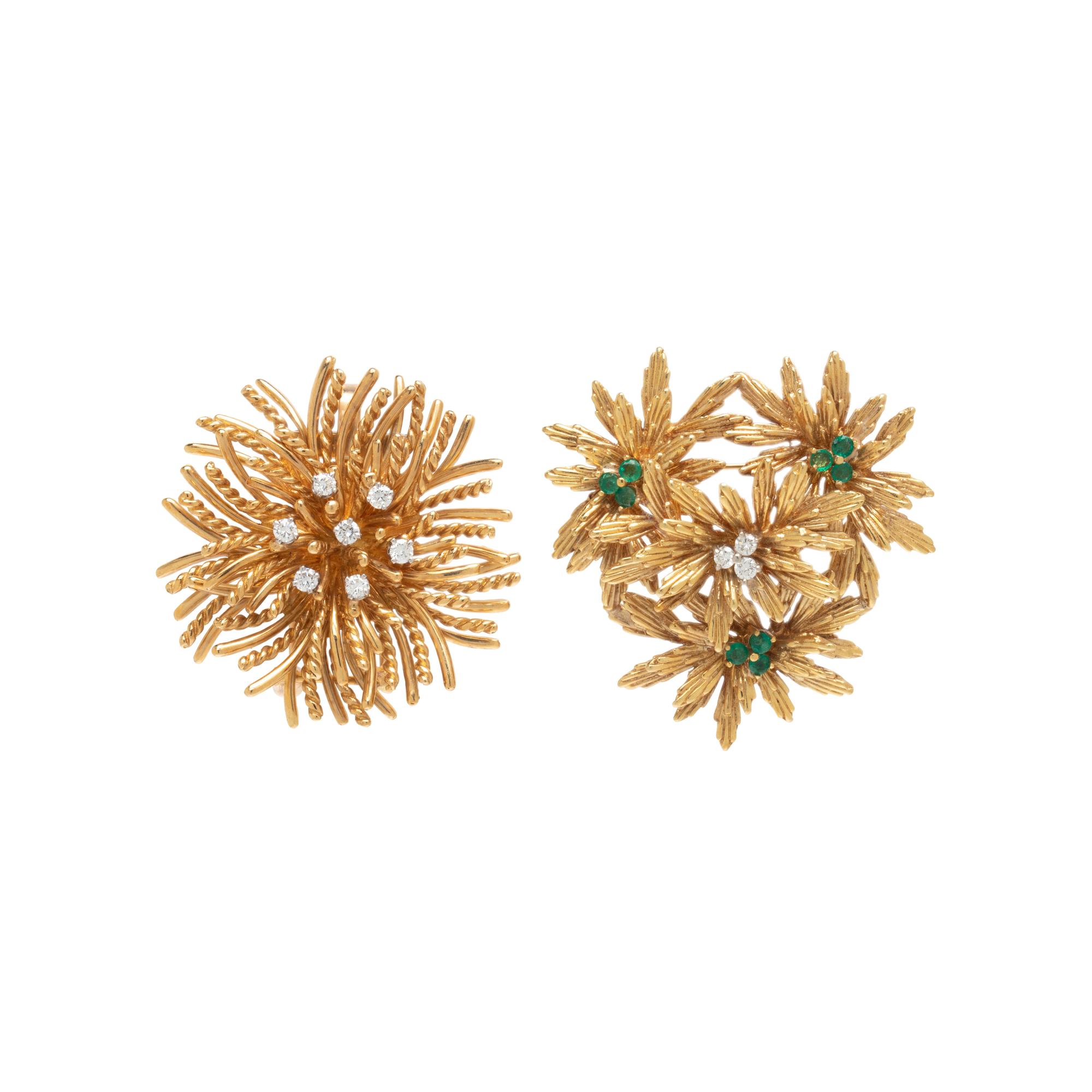 TIFFANY & CO., COLLECTION OF YELLOW GOLD AND MULTIGEM BROOCHES