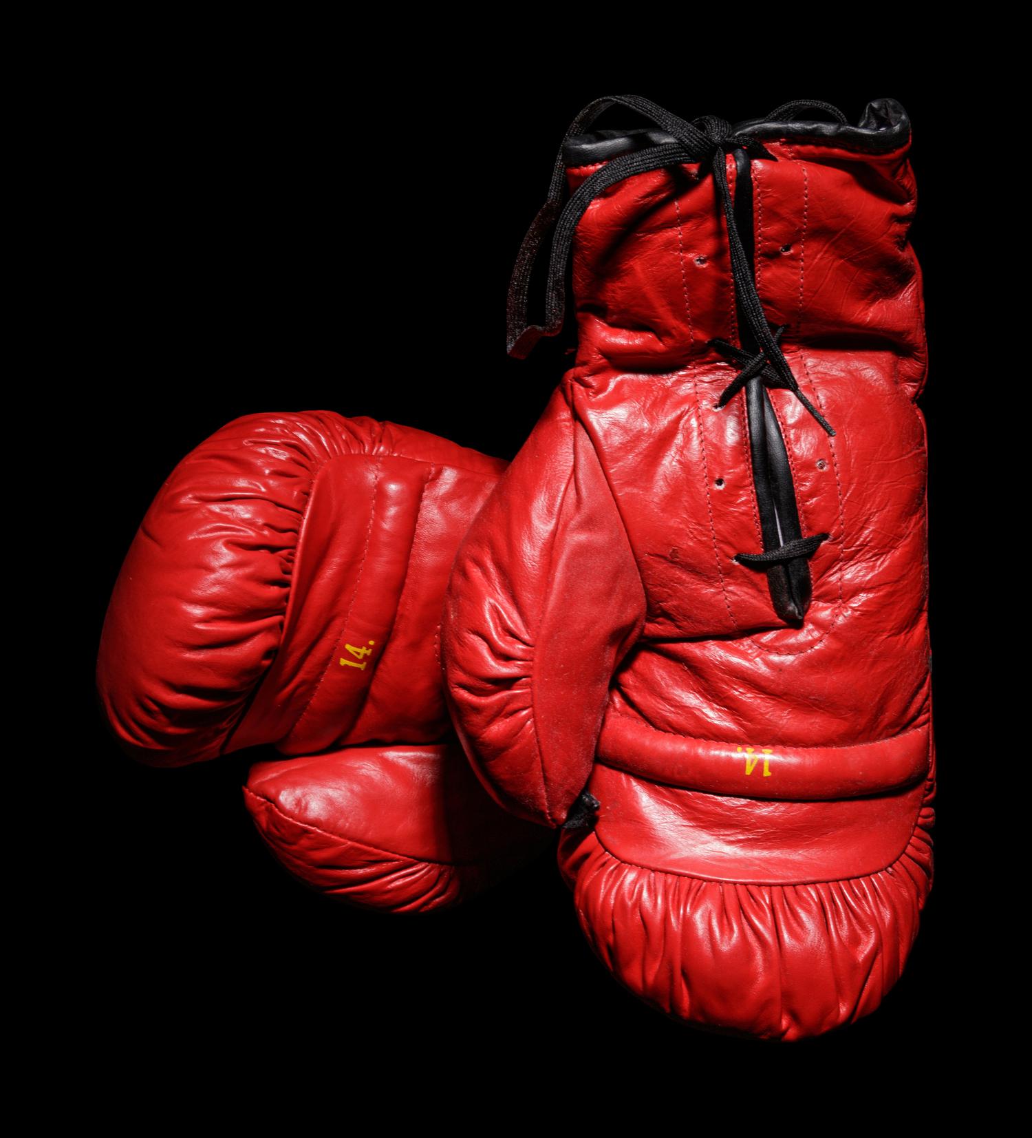A Pair of Muhammad Ali Autographed Boxing Gloves (One Signed) Steiner,