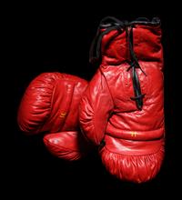 A Pair of Muhammad Ali Autographed Boxing Gloves (One Signed) Steiner,