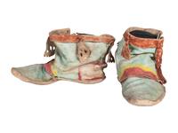 Pueblo Painted Hide Moccasins