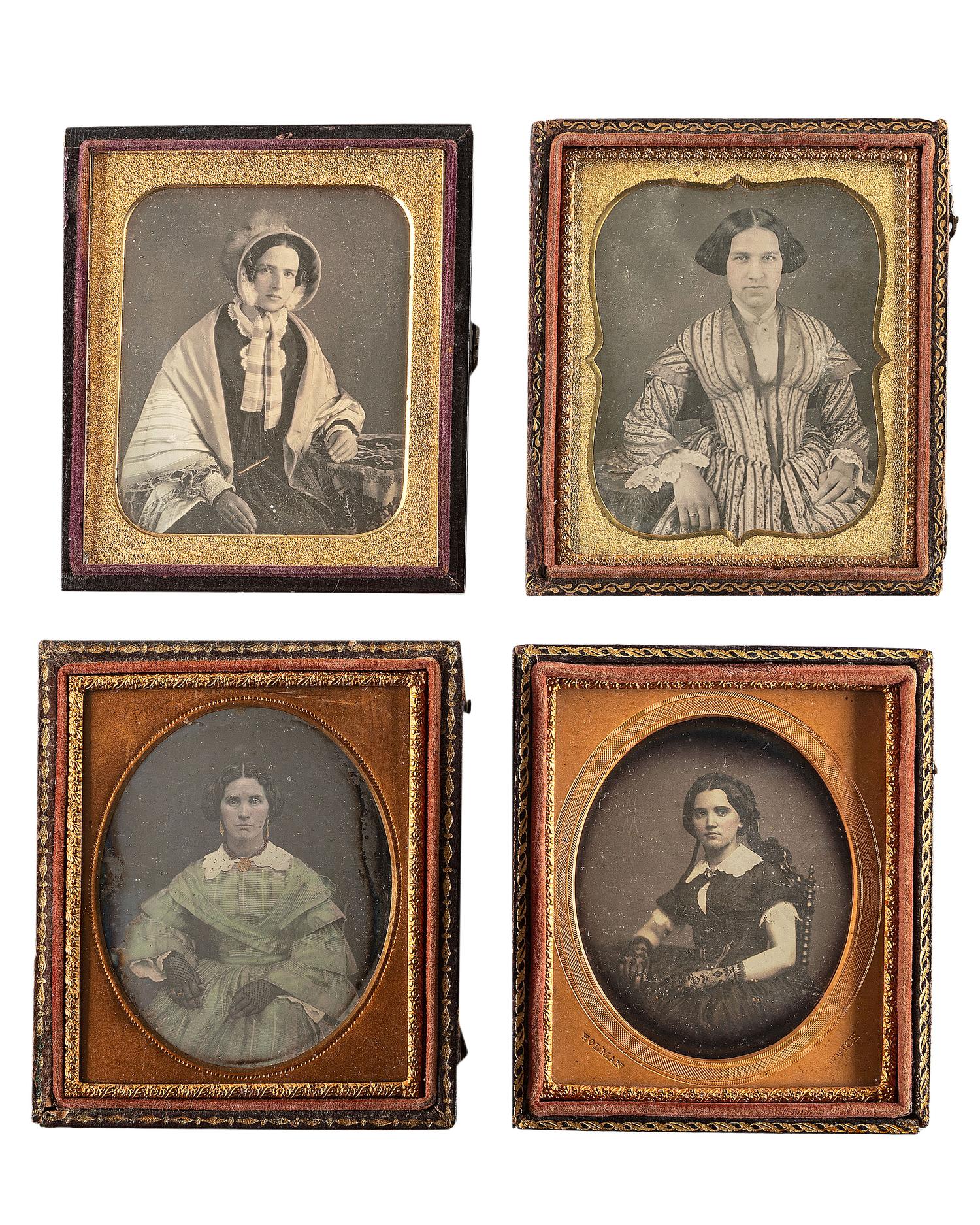 [EARLY PHOTOGRAPHY]. A group of 24 daguerreotypes of lovely young women, including:
