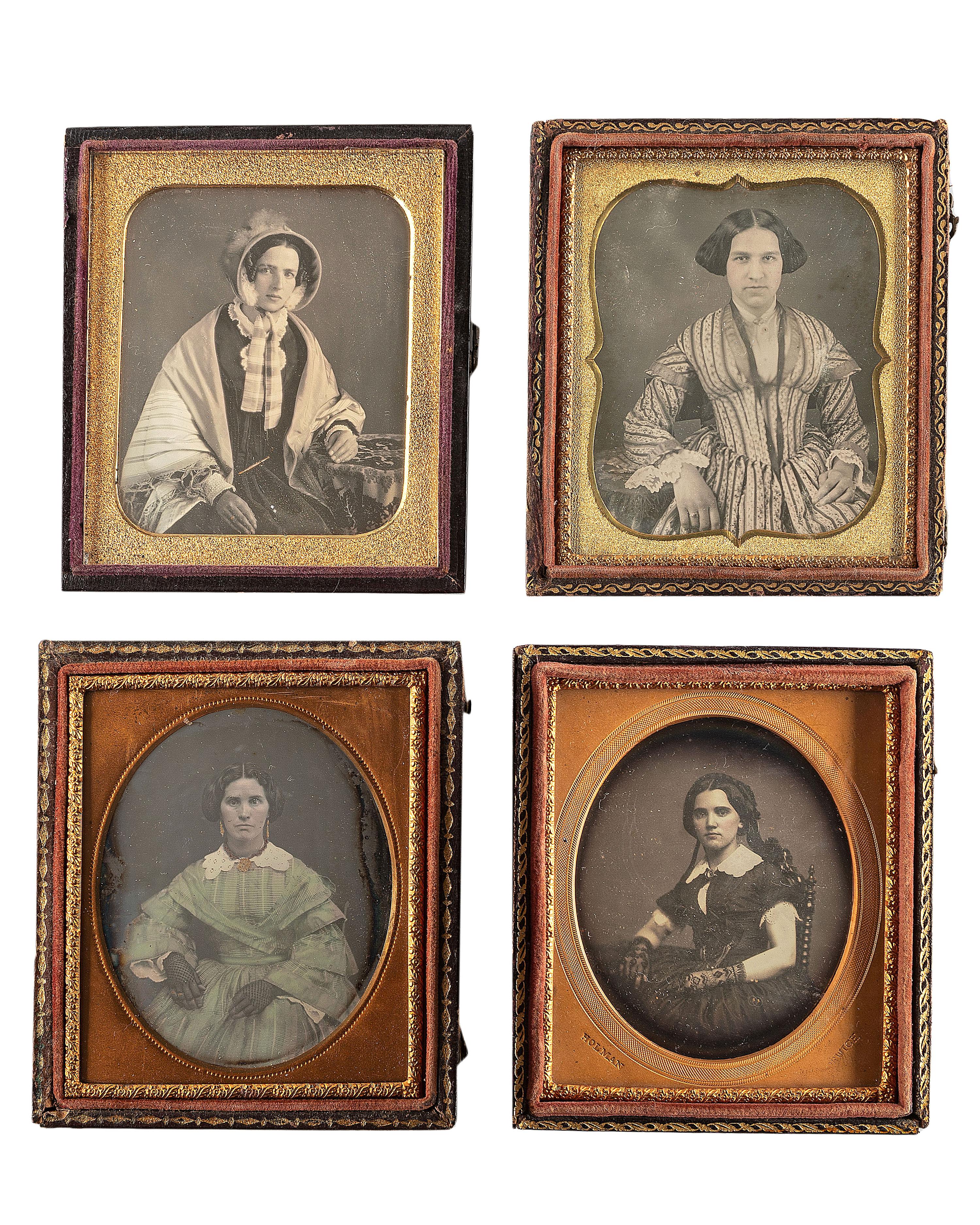 [EARLY PHOTOGRAPHY]. A group of 24 daguerreotypes of lovely young women, including: