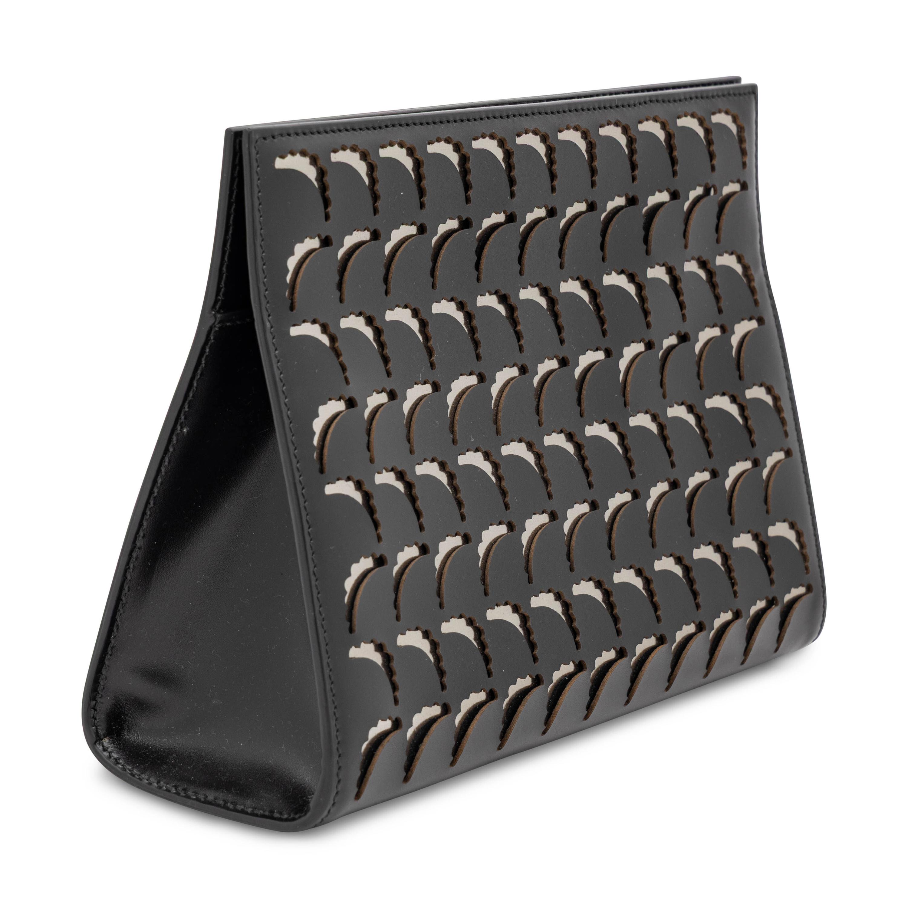 Alaïa, Black Laser-Cut Leather Clutch