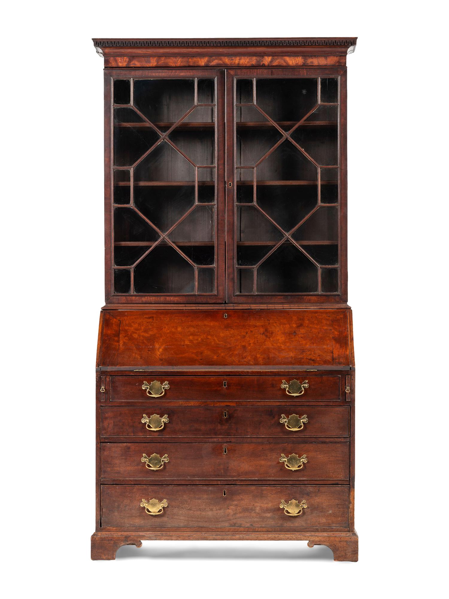 A George III Mahogany Bureau Bookcase