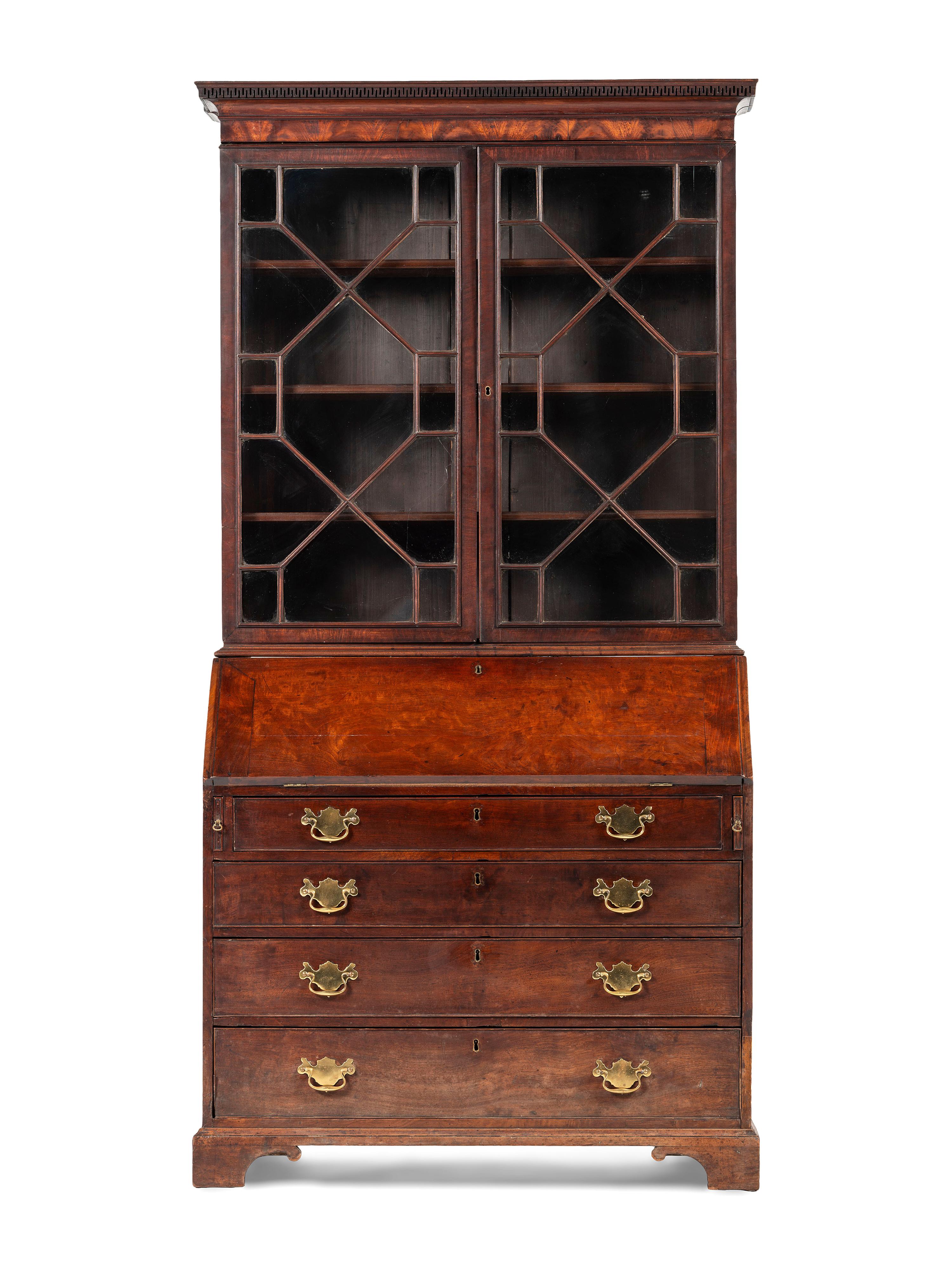 A George III Mahogany Bureau Bookcase