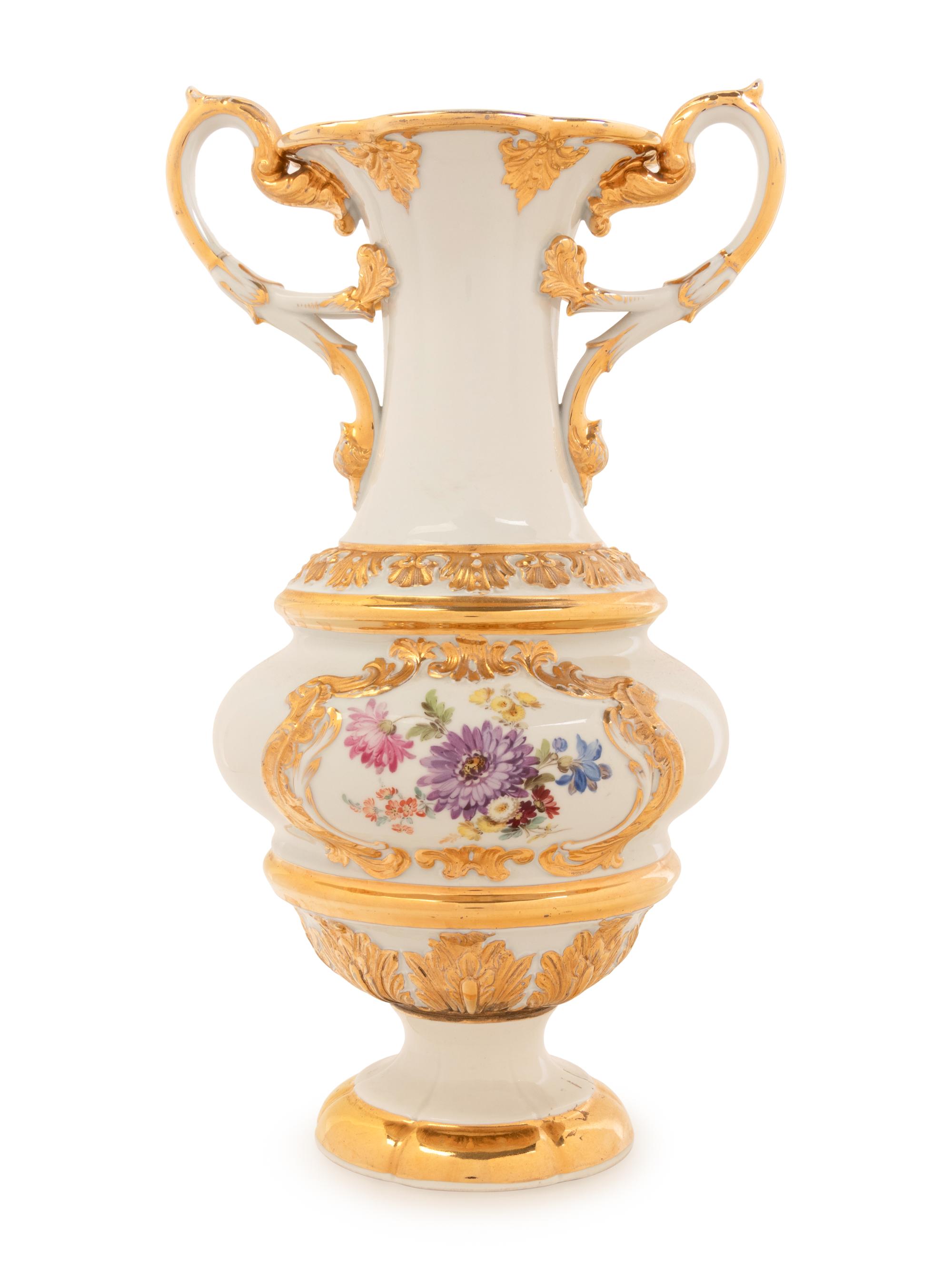 A Meissen Parcel-Gilt Porcelain Vase