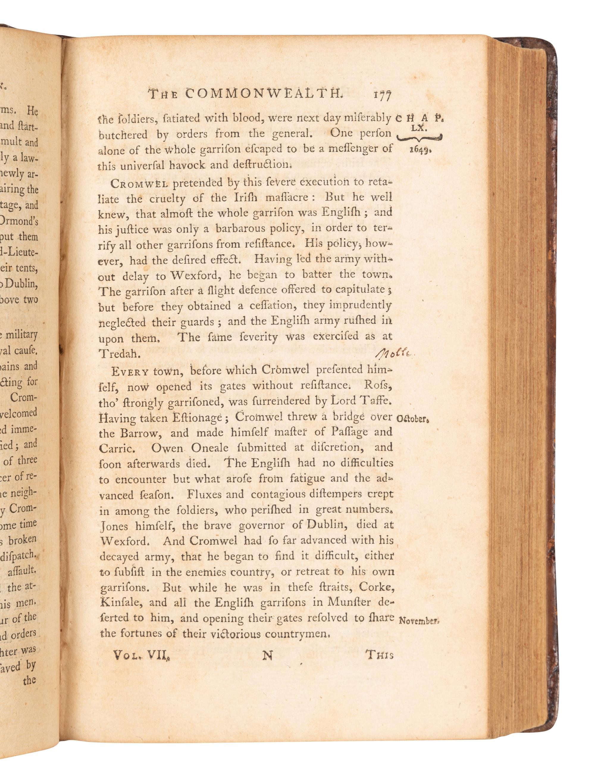 [ADAMS, John (1735-1826), his copy]. HUME, David (1711-1776). The History of England, from the Invasion of Julius Caesar to the Revolution in 1688 . London: A. Millar, 1763.