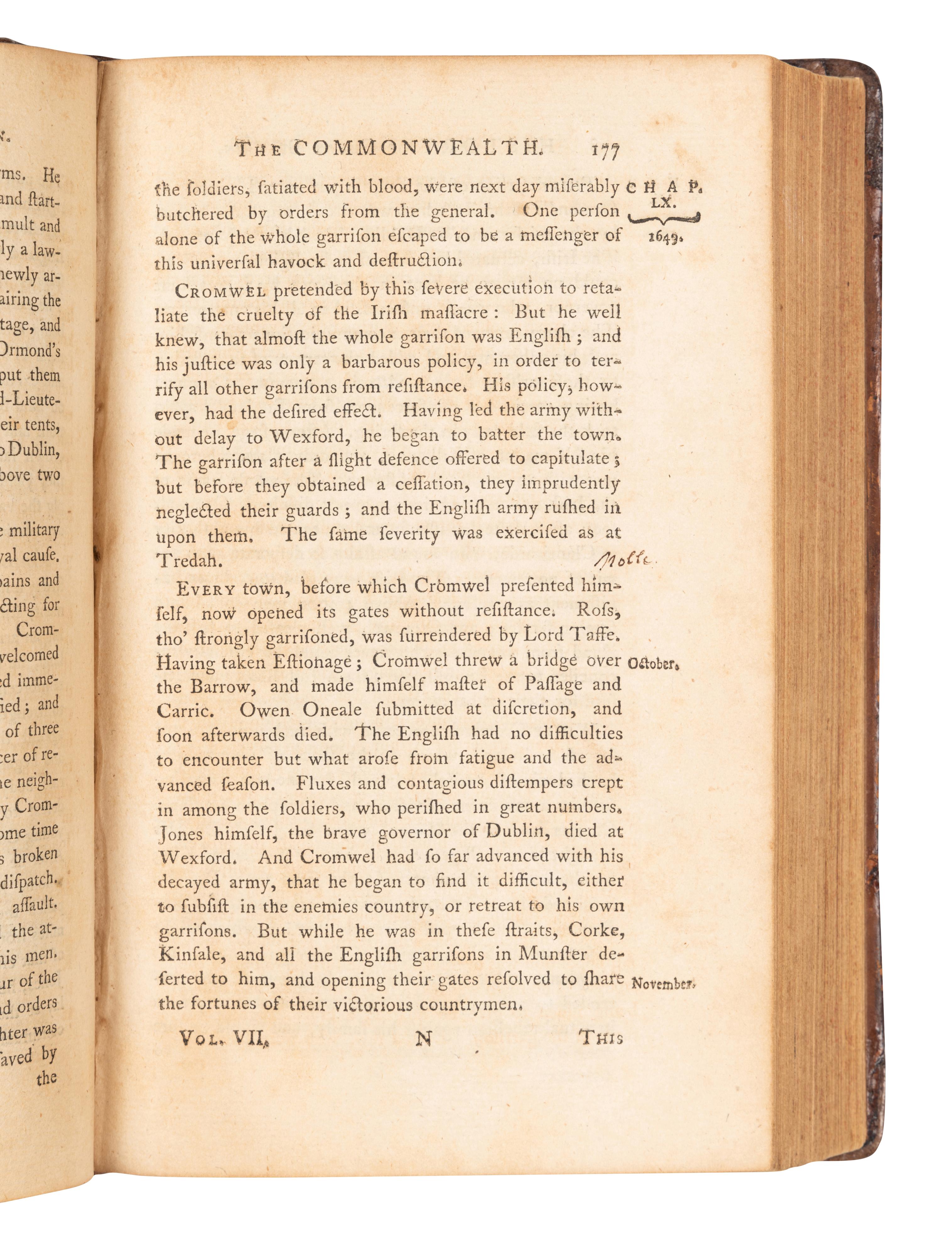 [ADAMS, John (1735-1826), his copy]. HUME, David (1711-1776). The History of England, from the Invasion of Julius Caesar to the Revolution in 1688 . London: A. Millar, 1763.