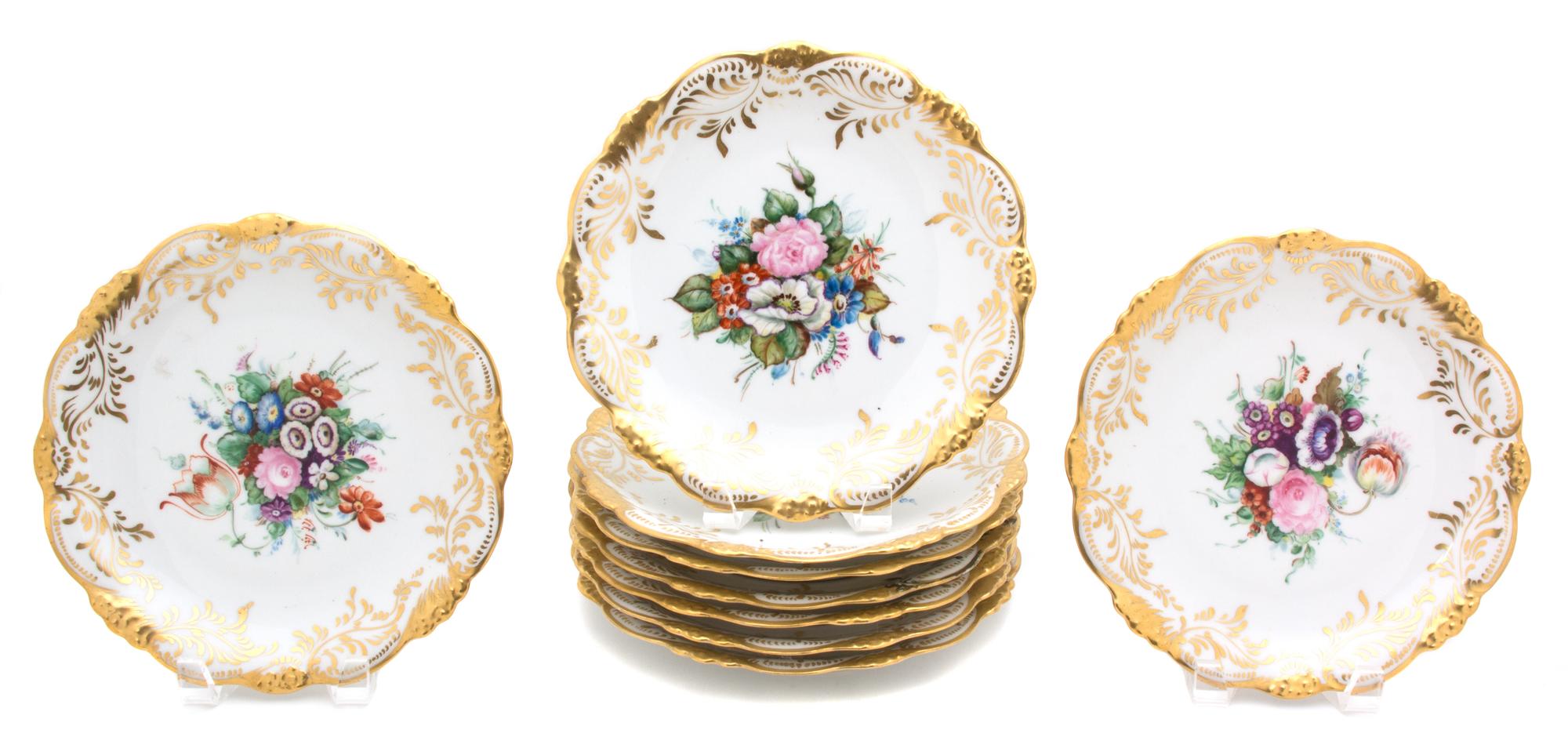 Nine French Hand-Painted Porcelain Cabinet Plates Diameter 9 inches. — 19TH CENTURY