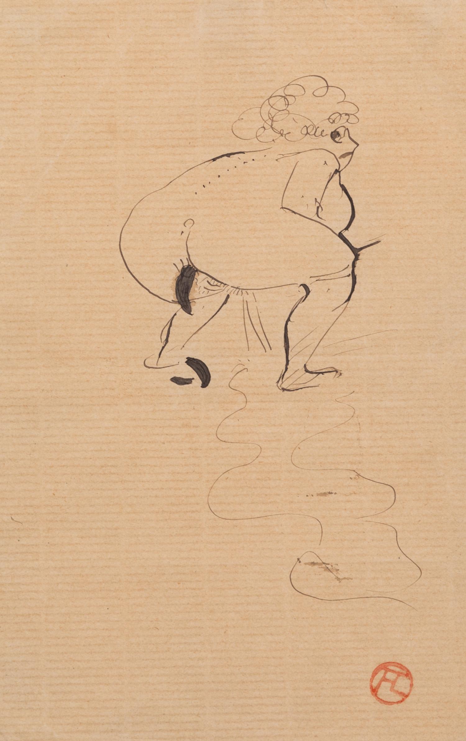 Attributed to Henri de Toulouse-Lautrec, (French, 1864-1901), Maison Close, Femme Nue Accroupie