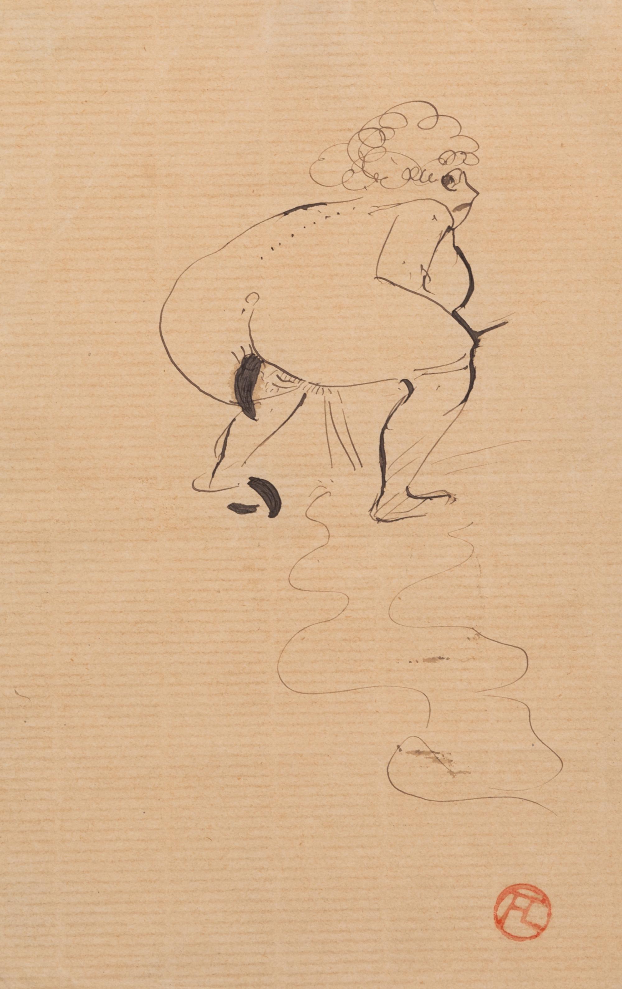 Attributed to Henri de Toulouse-Lautrec, (French, 1864-1901), Maison Close, Femme Nue Accroupie