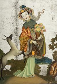 A Pair of Chinese Export Reverse-Painted Mirrors