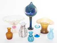 A Group of Studio Glass Vases Height of tallest 13 1/2 inches.