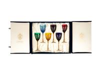 A Set of Six Fabergé Colored Cut Glass Stems