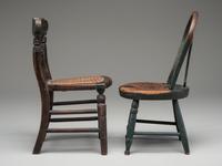 Two Paint Decorated Doll or Child's Chairs