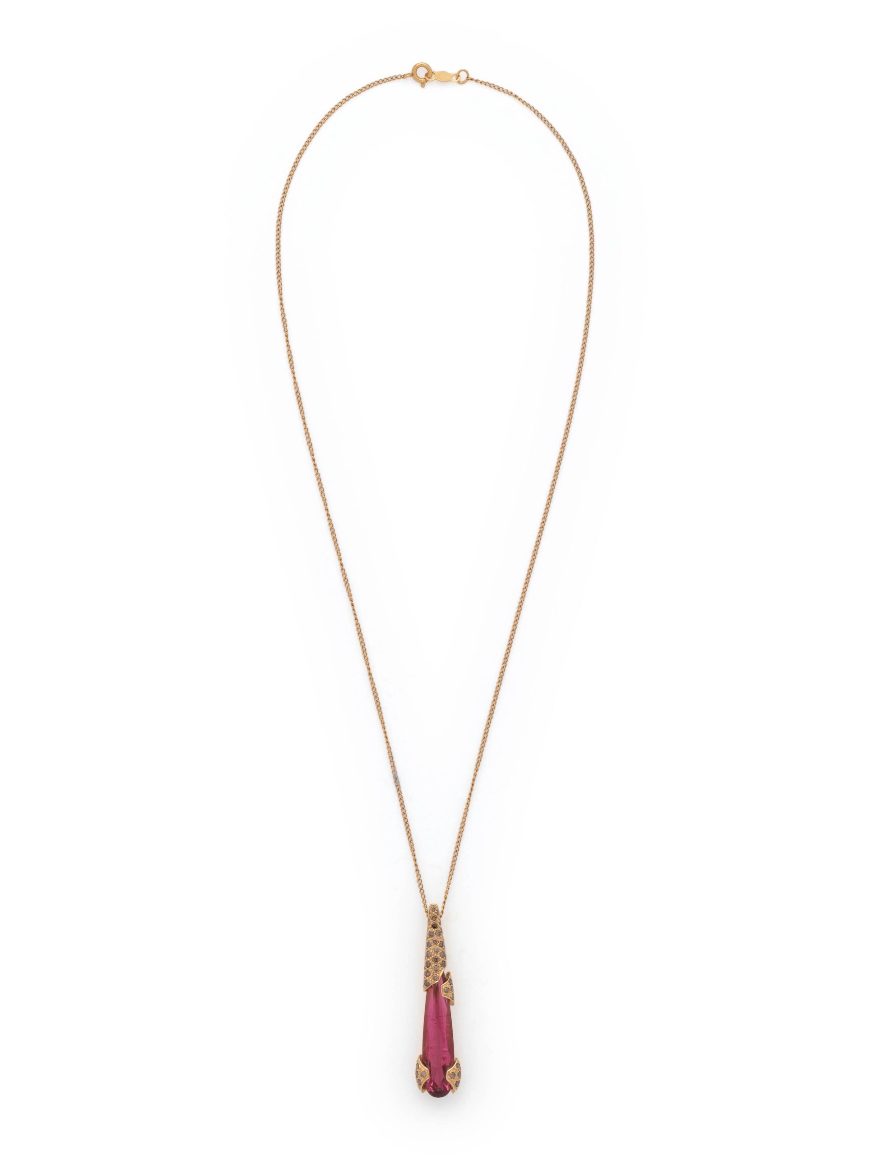 WANDER, CUPRIAN TOURMALINE AND COLORED DIAMOND 'STILETTO SERIES' PENDANT/NECKLACE