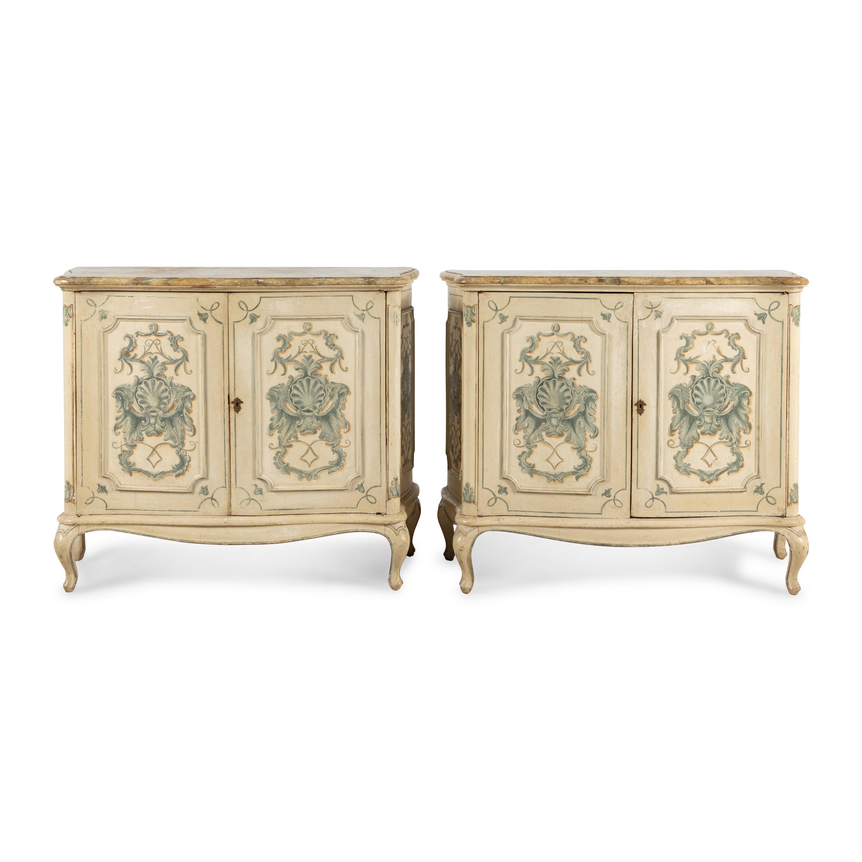 A Pair of Venetian Style Painted Cabinets
