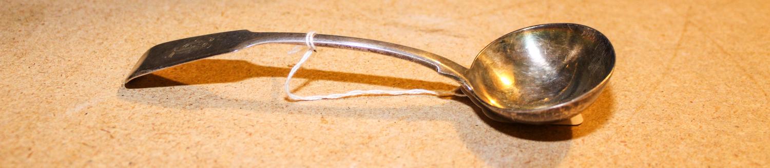 A Victorian Silver Sauce Ladle, Charles Boynton I, London, 1954, having a fiddle-form handle.