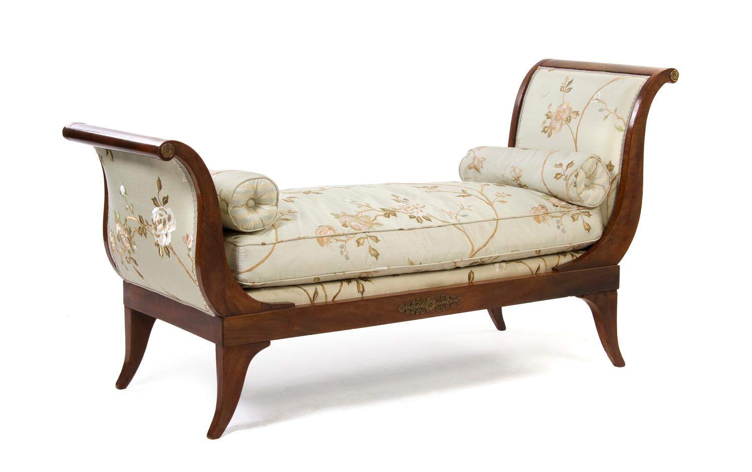 An Empire Style Mahogany Bench, Width 57 3/4 inches.