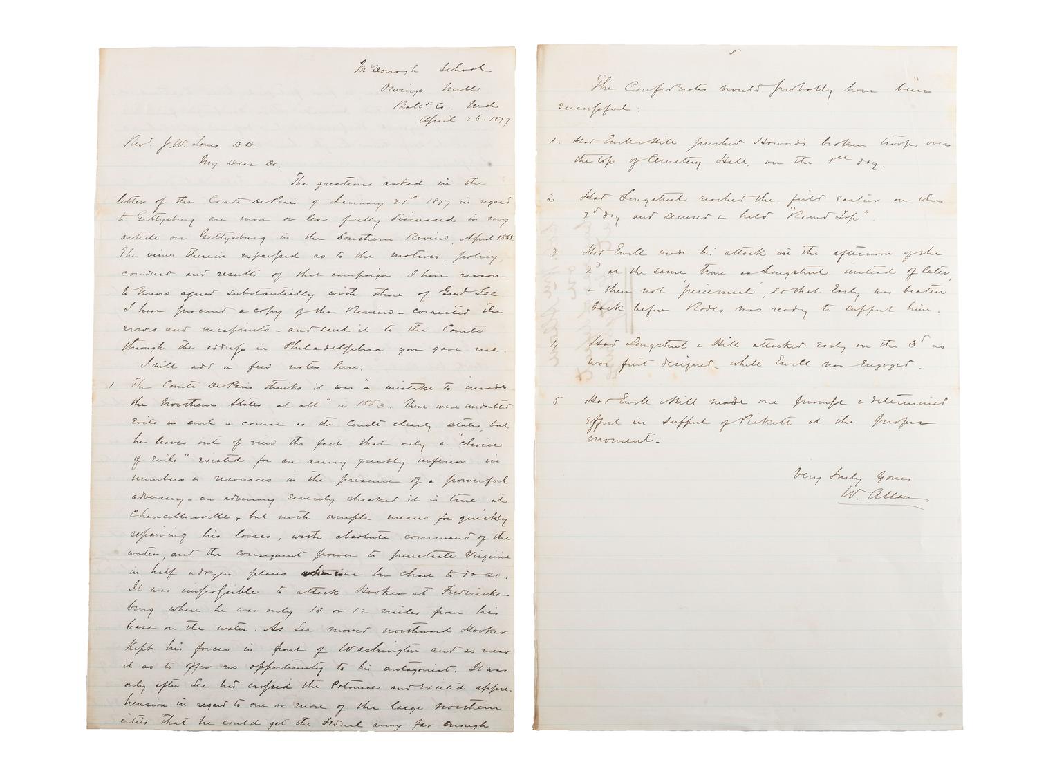 [CIVIL WAR]. Military reports, maps, post-war letters from Union and Confederate officers, and other papers gathered by Union Army officer Louis-Philippe-Albert d'Orléans, comte de Paris (1838-1894), while conducting research for his book History of the Civil War in America .