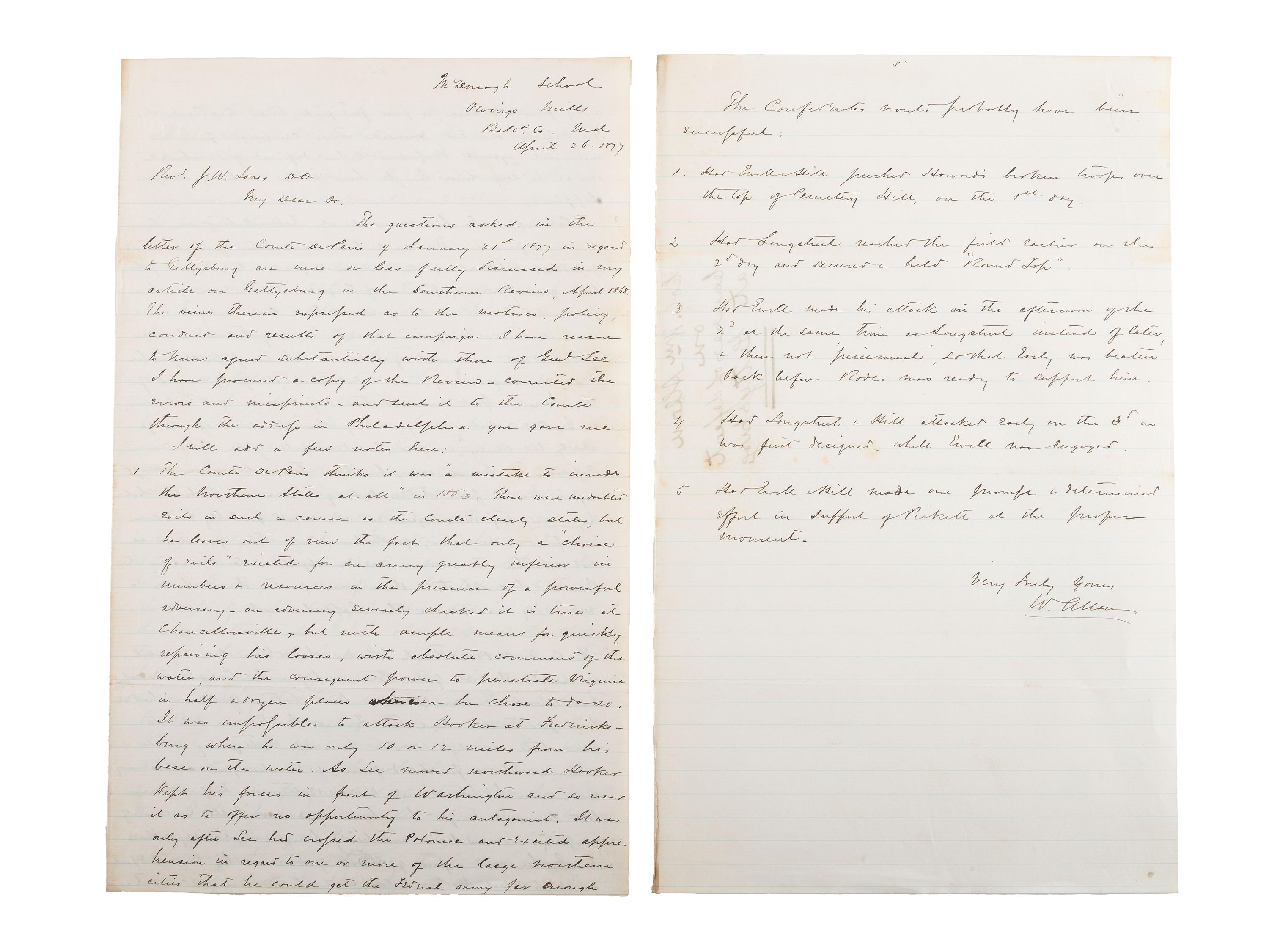[CIVIL WAR]. Military reports, maps, post-war letters from Union and Confederate officers, and other papers gathered by Union Army officer Louis-Philippe-Albert d'Orléans, comte de Paris (1838-1894), while conducting research for his book History of the Civil War in America .