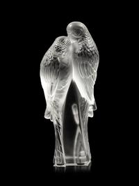 A Lalique Deux Perruches Sculpture