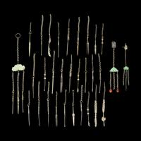 A Large Group of 31 Chinese Silver Tools, Qing Dynasty and Earlier 清及更早 銀事件兒一組