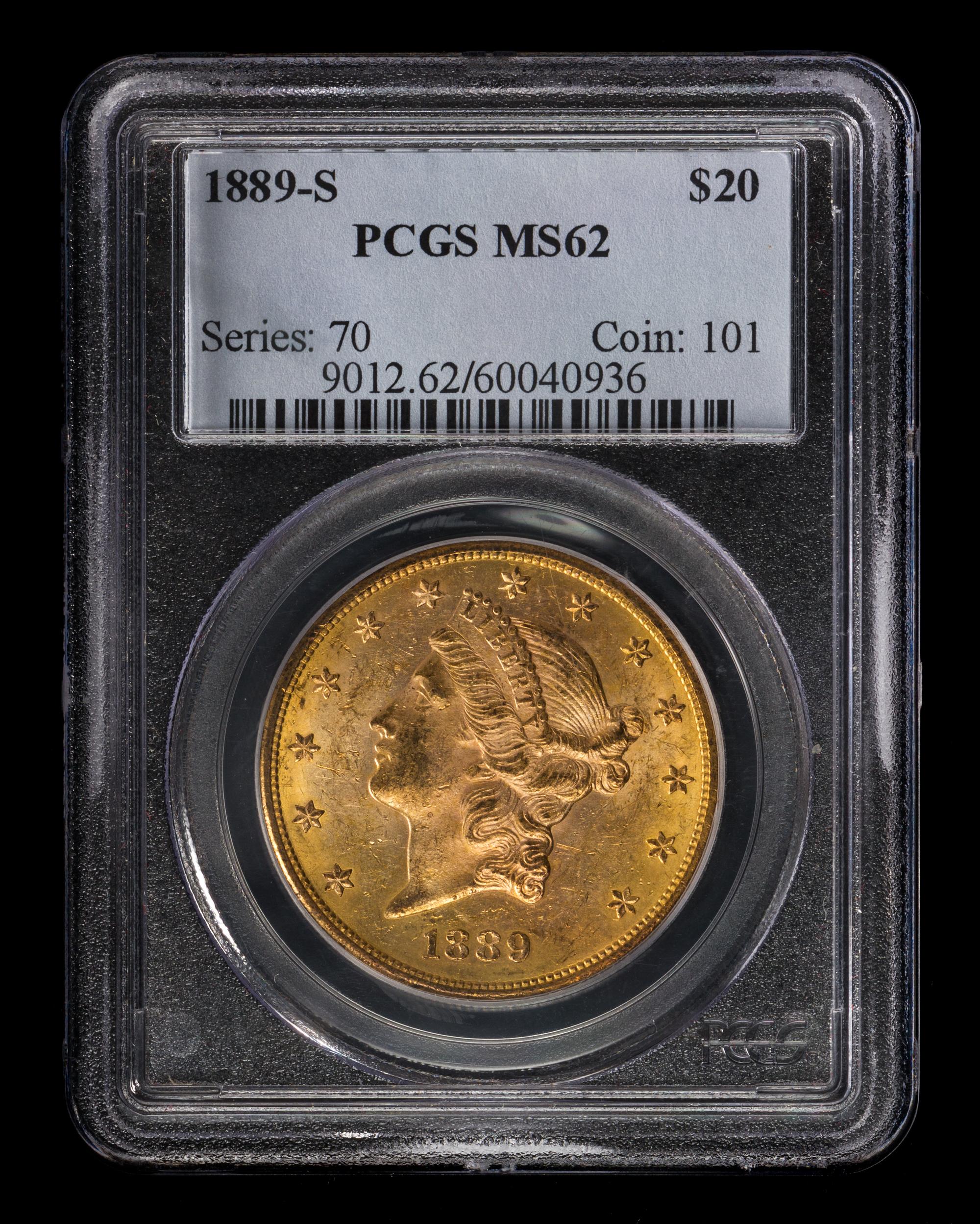 A United States 1889-S Liberty Head $20 Gold Coin