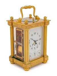 A Swiss Gilt Brass Carriage Clock