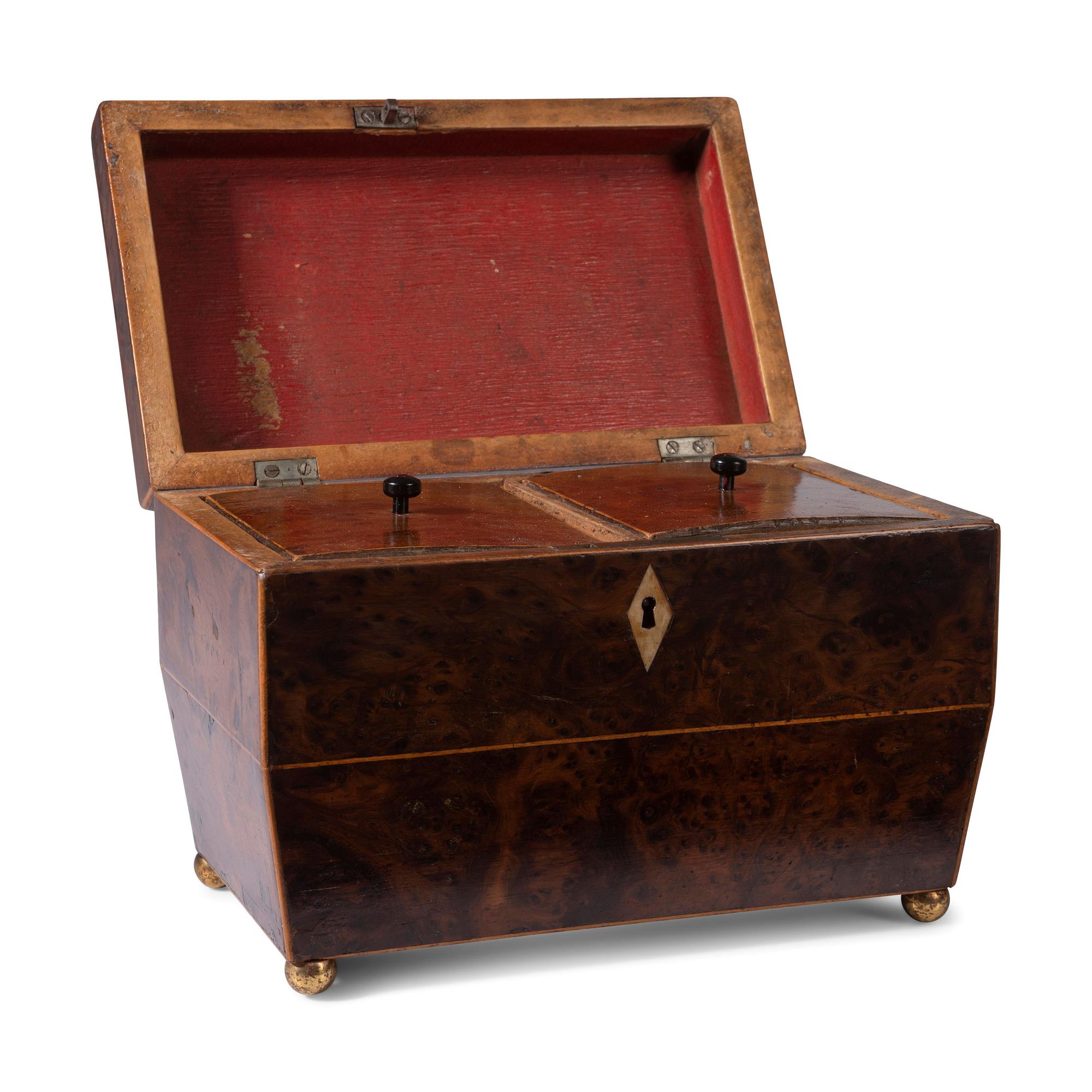 A Regency Burlwood Tea Caddy