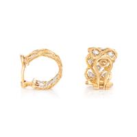 BUCCELLATI, BICOLOR GOLD AND DIAMOND 'ÉTOILÉE' HOOP EARCLIPS