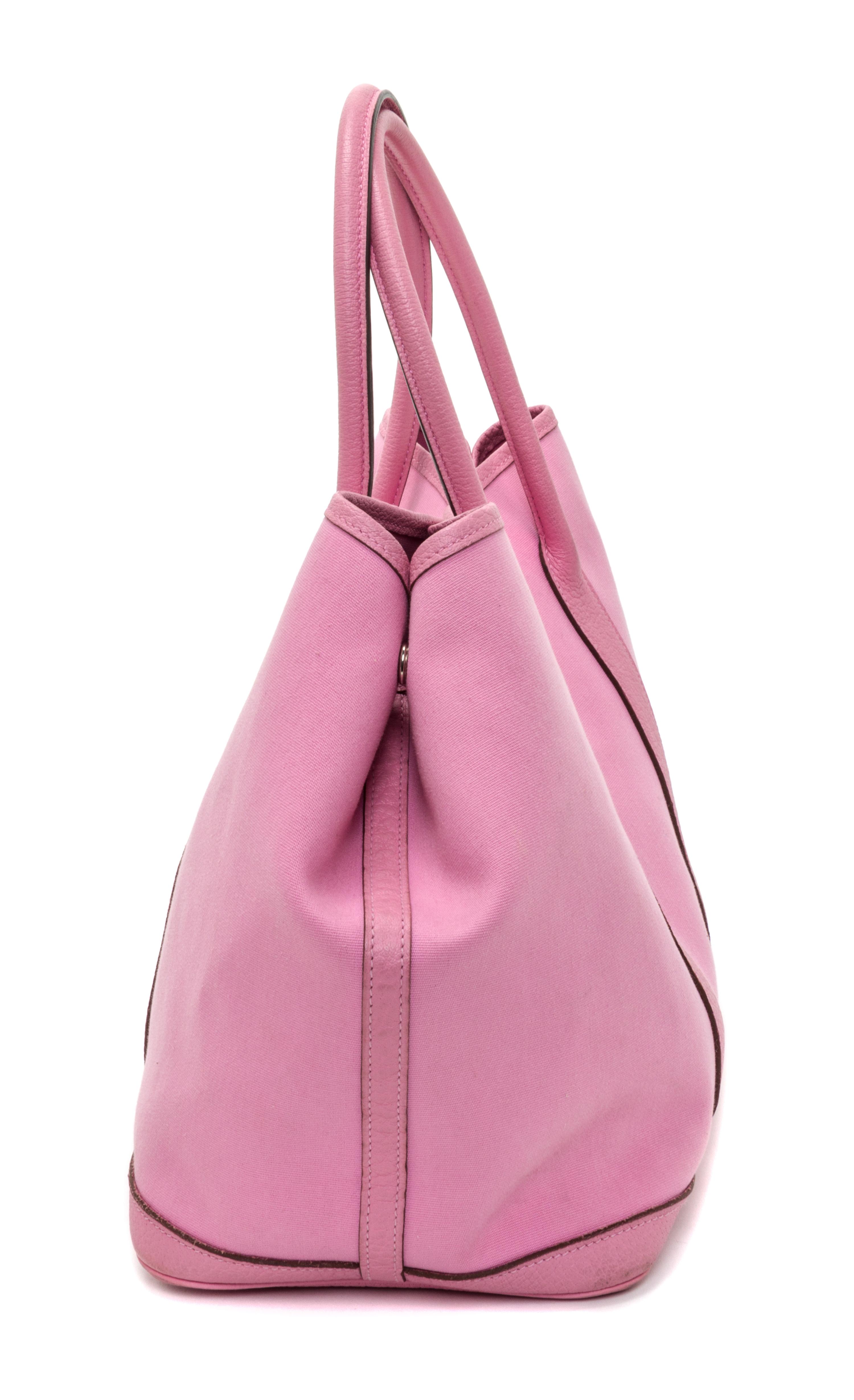 A Hermes Sakura Pink Canvas and Leather Garden Party GM Tote Bag, 14" x 10" x 6.5".