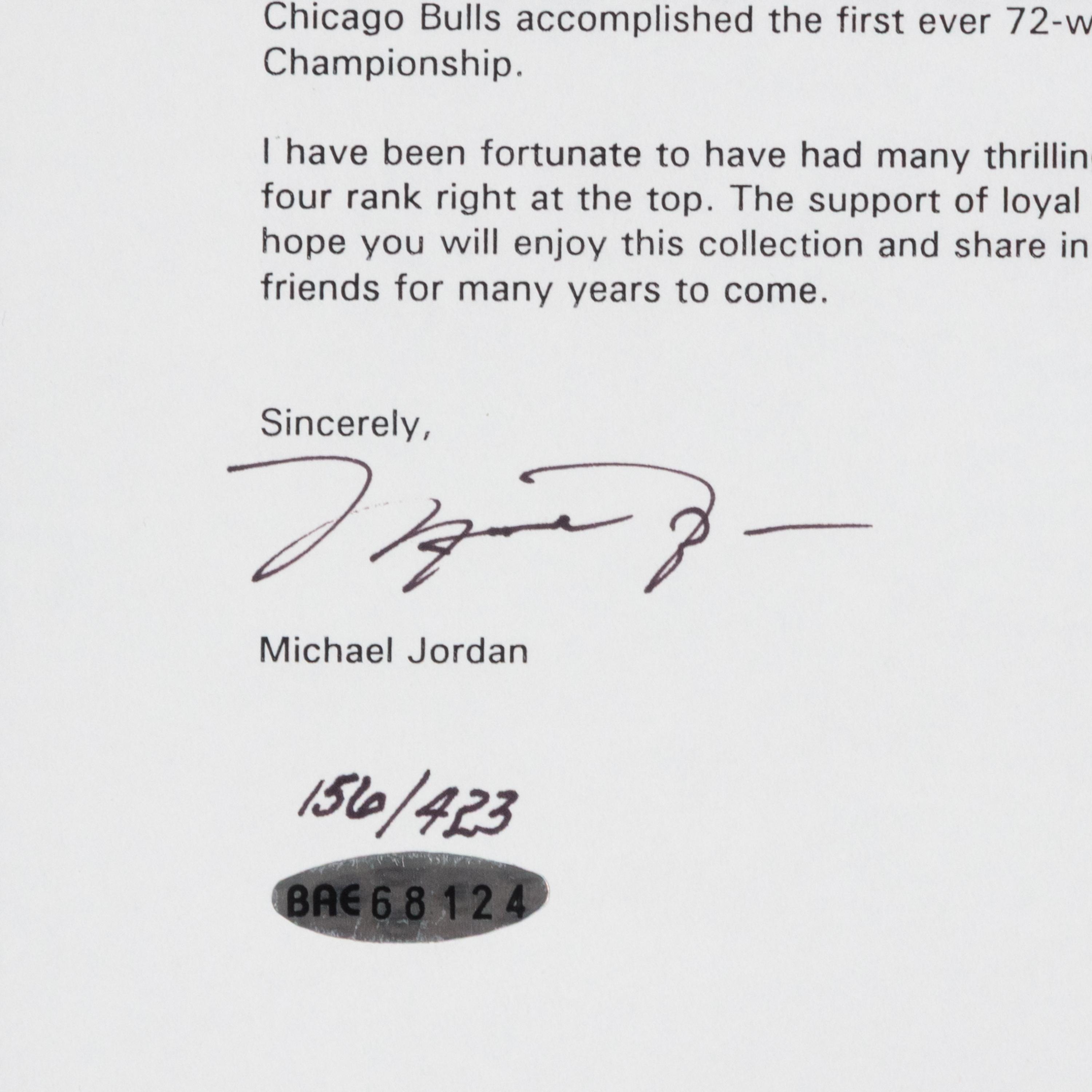 A Michael Jordan Signed Autograph Upper Deck Authenticated Letter Display